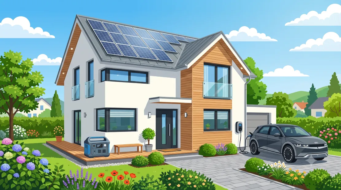 A modern home powered by clean energy and smart devices