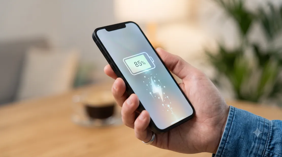 Smartphone displaying the Anker SOLIX app showing charging status