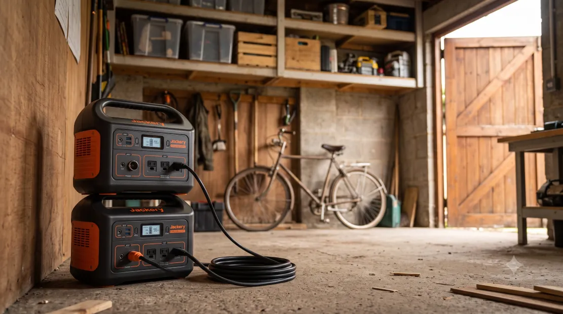 Anker SOLIX C1000 power station connected to an expansion battery
