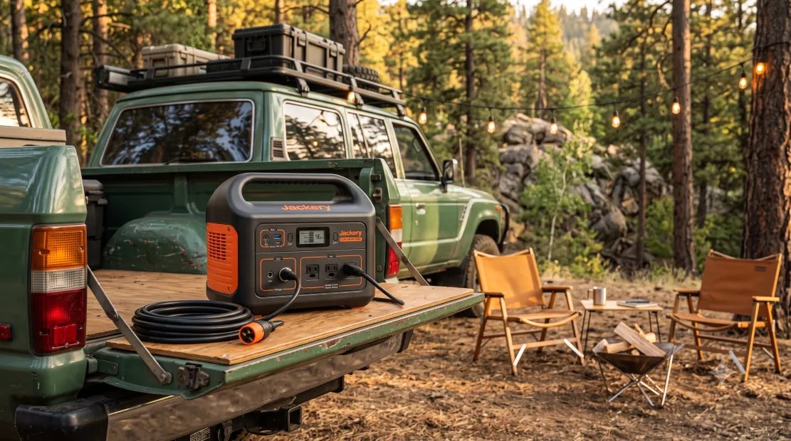 Anker SOLIX C1000 power station set up at an outdoor camping site