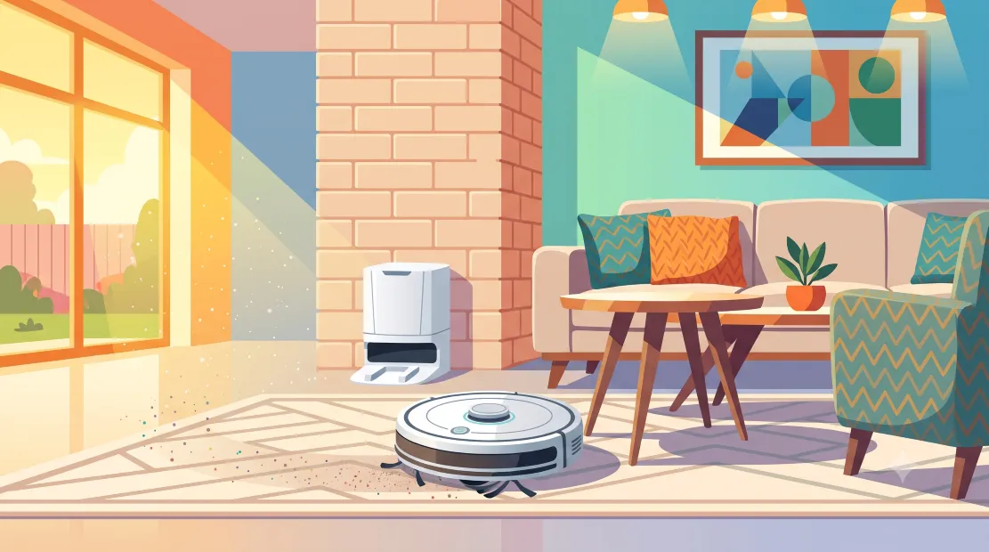 iRobot Roomba vacuum cleaning a living room floor
