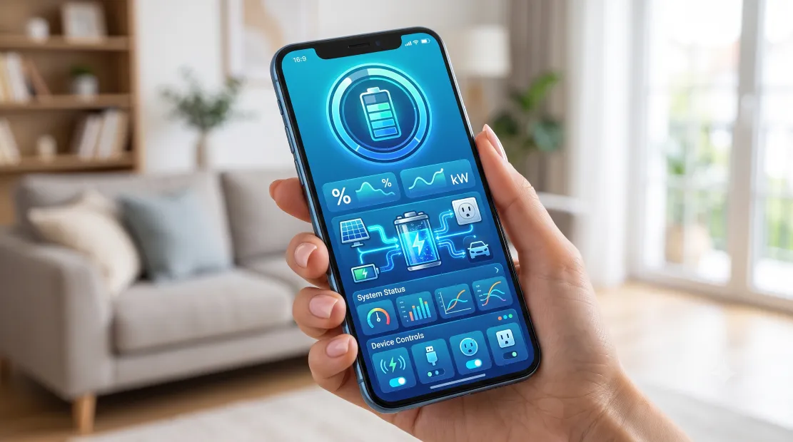 Power station app showing charge level on a smartphone